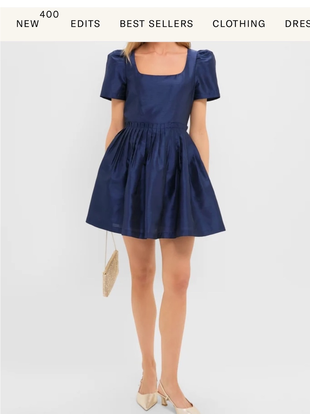 Tuckernuck Navy Square-Neck Mini Dress with Puff Sleeves
